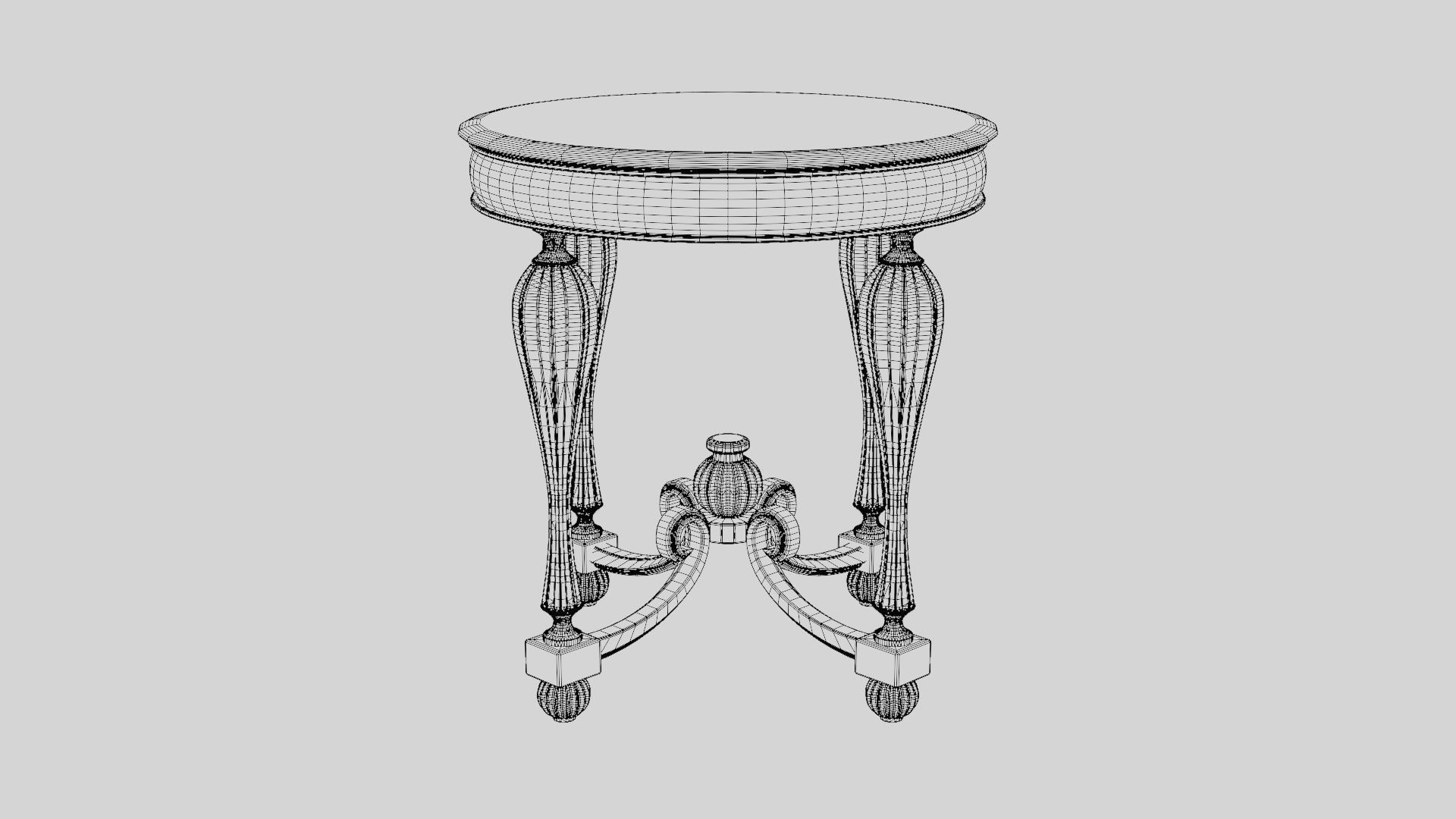 Baroque Table or nightstand Low-poly 3D model_50