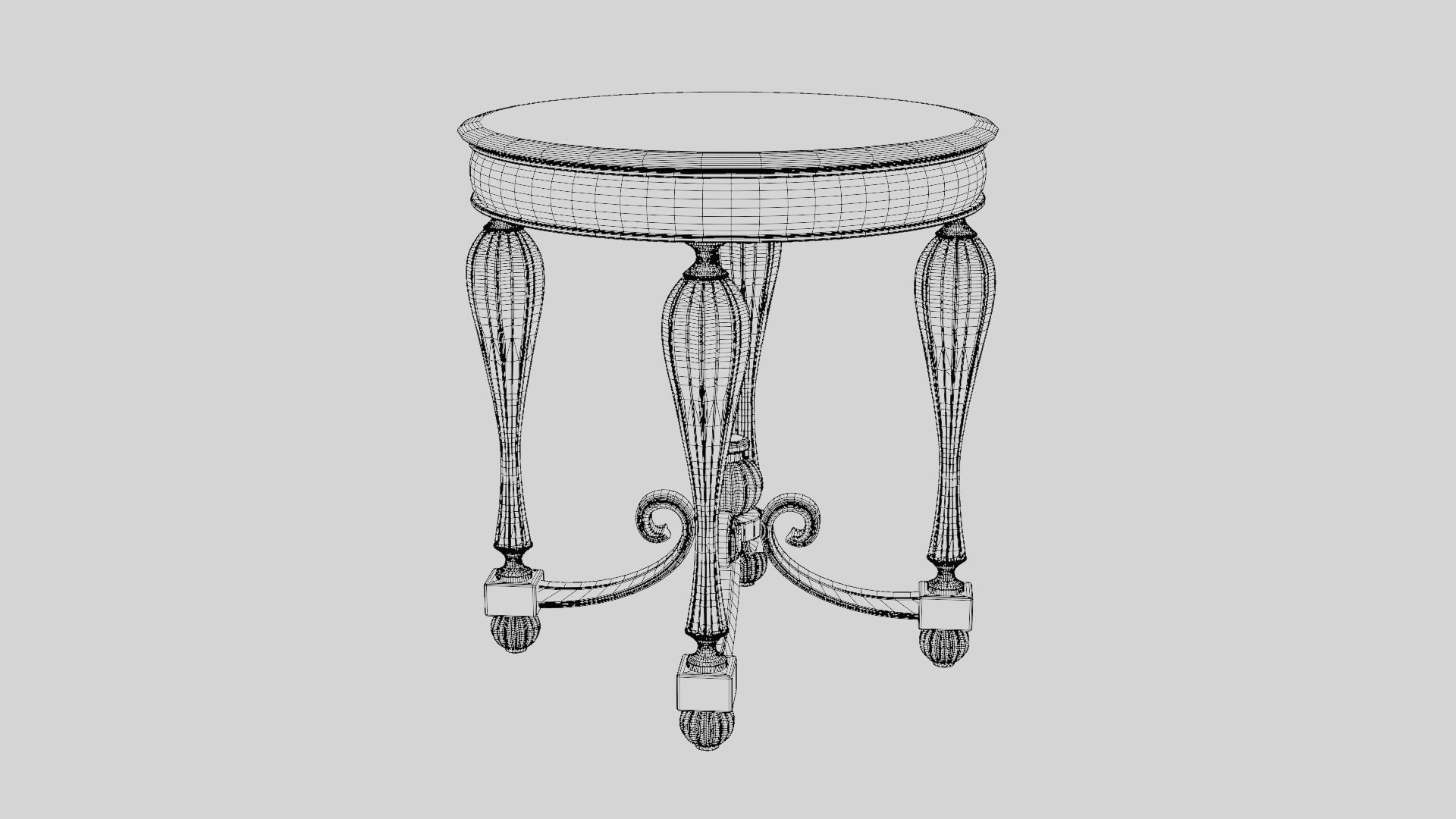 Baroque Table or nightstand Low-poly 3D model_49
