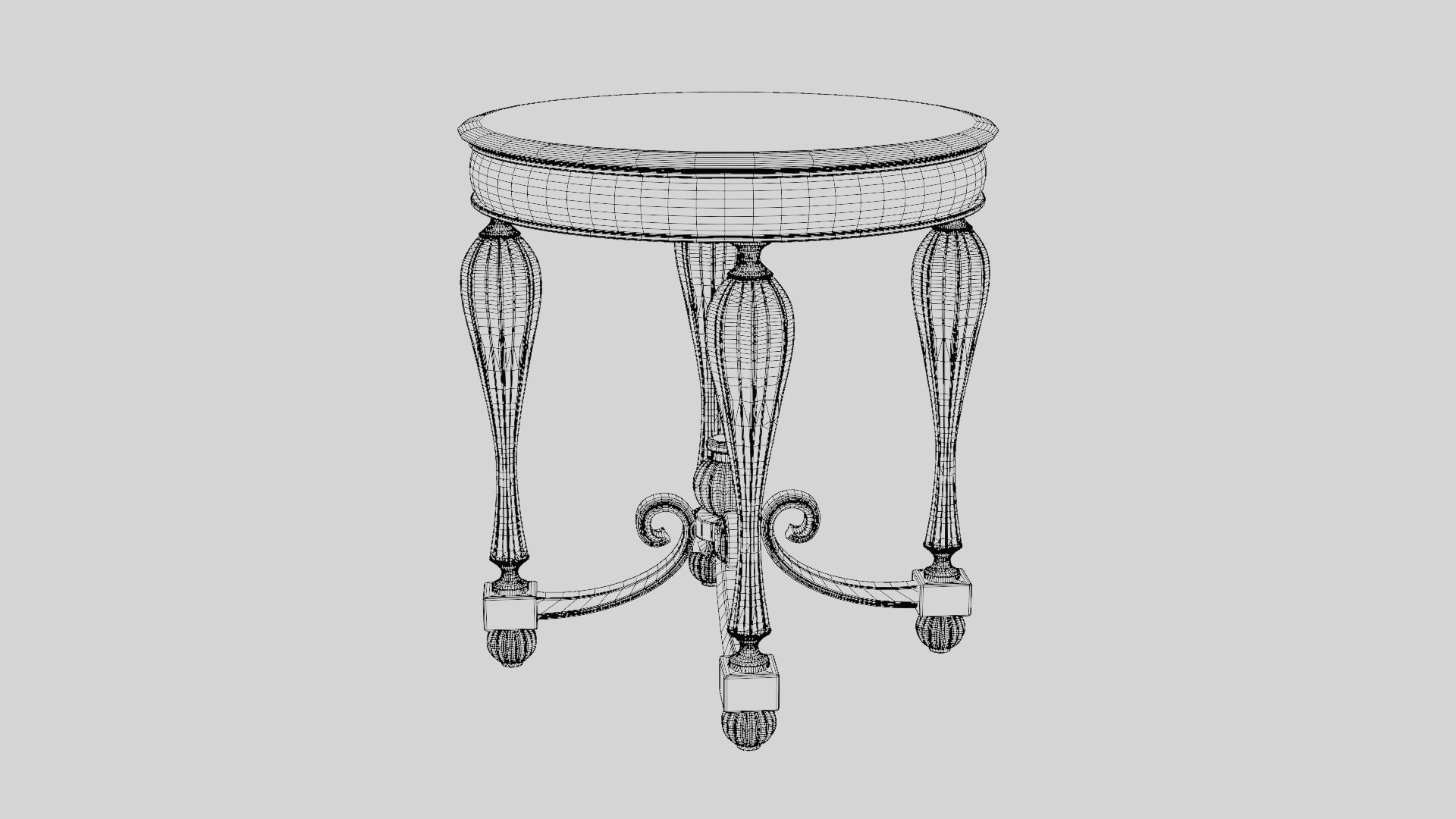 Baroque Table or nightstand Low-poly 3D model_42