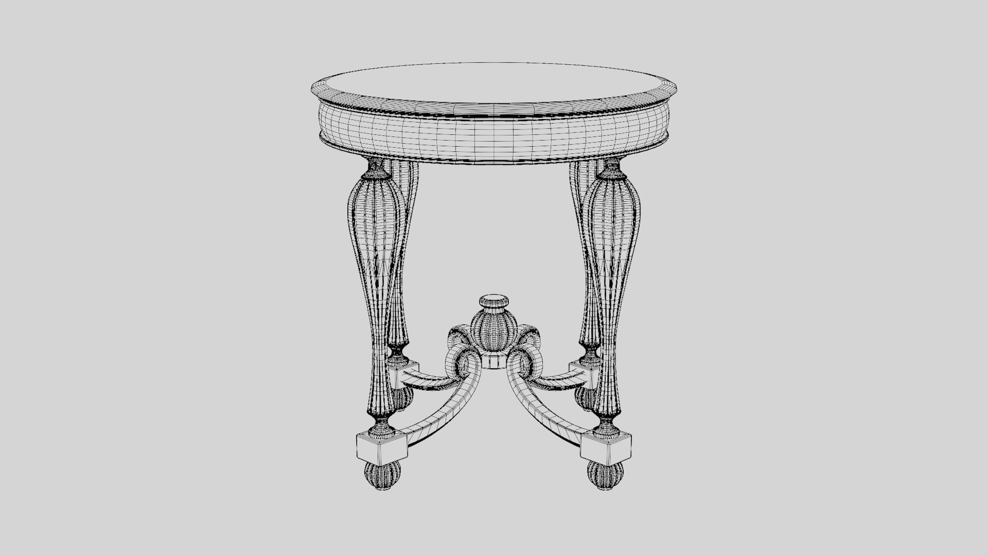 Baroque Table or nightstand Low-poly 3D model_41