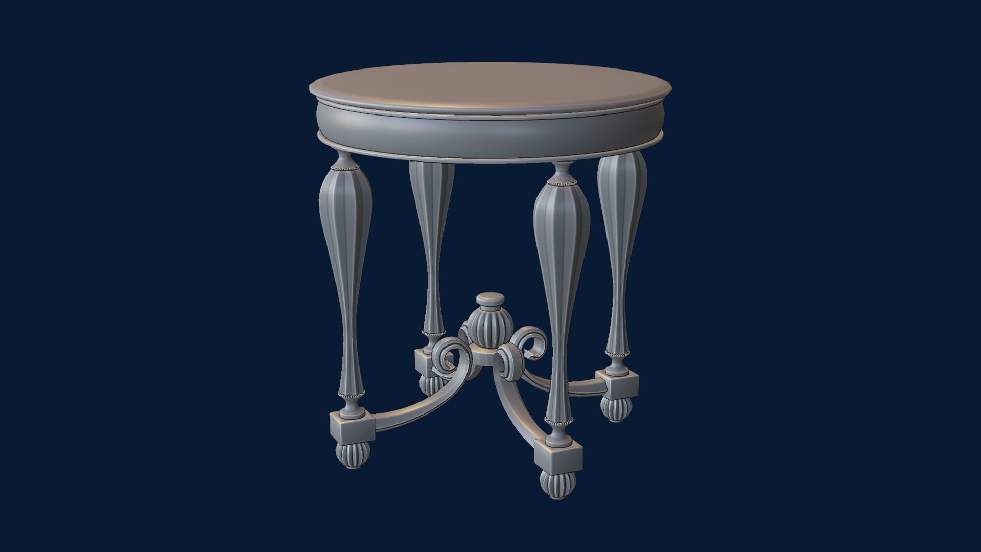 Baroque Table or nightstand Low-poly 3D model_34