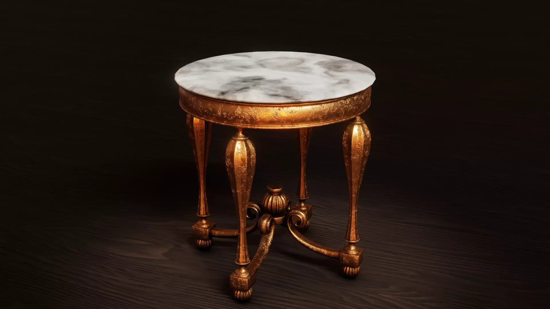 Baroque Table or nightstand Low-poly 3D model_0