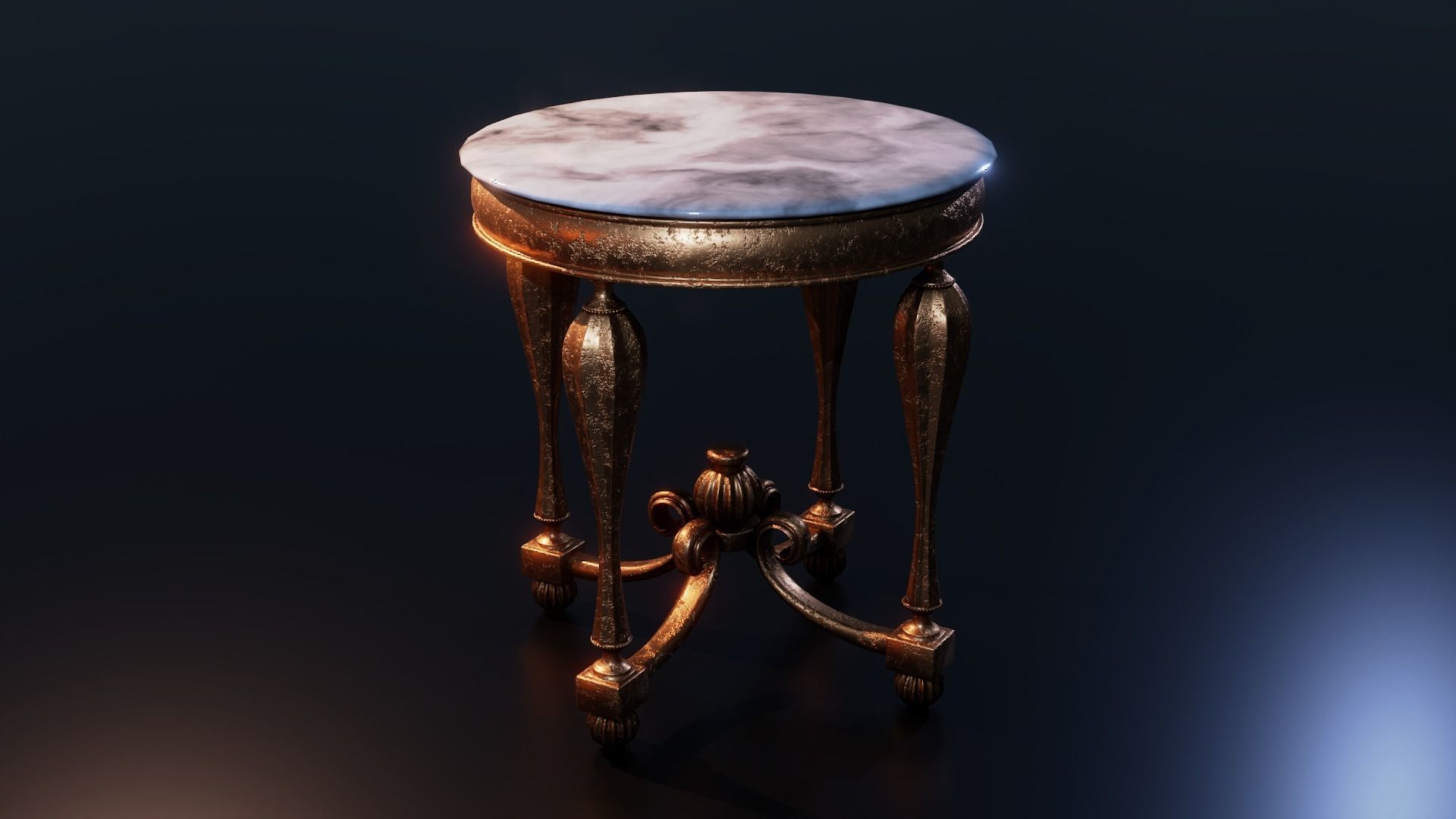 Baroque Table or nightstand Low-poly 3D model_17