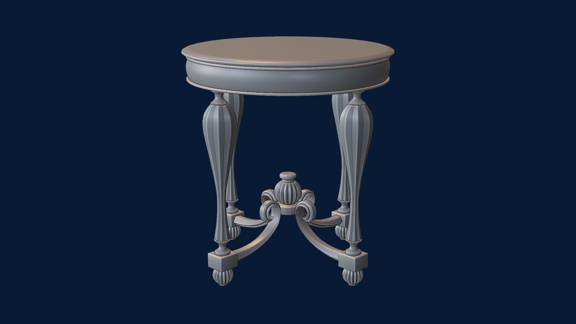 Baroque Table or nightstand Low-poly 3D model_29