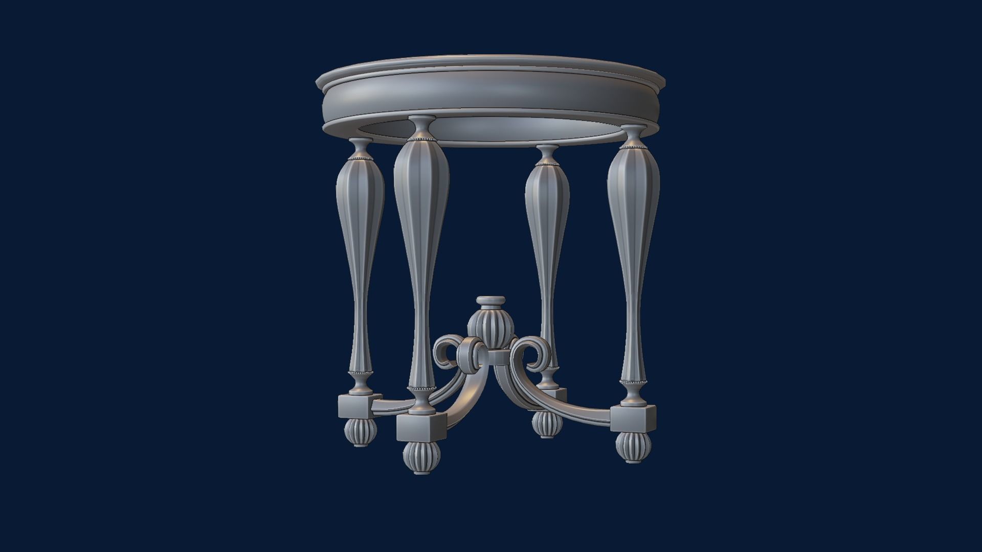 Baroque Table or nightstand Low-poly 3D model_39