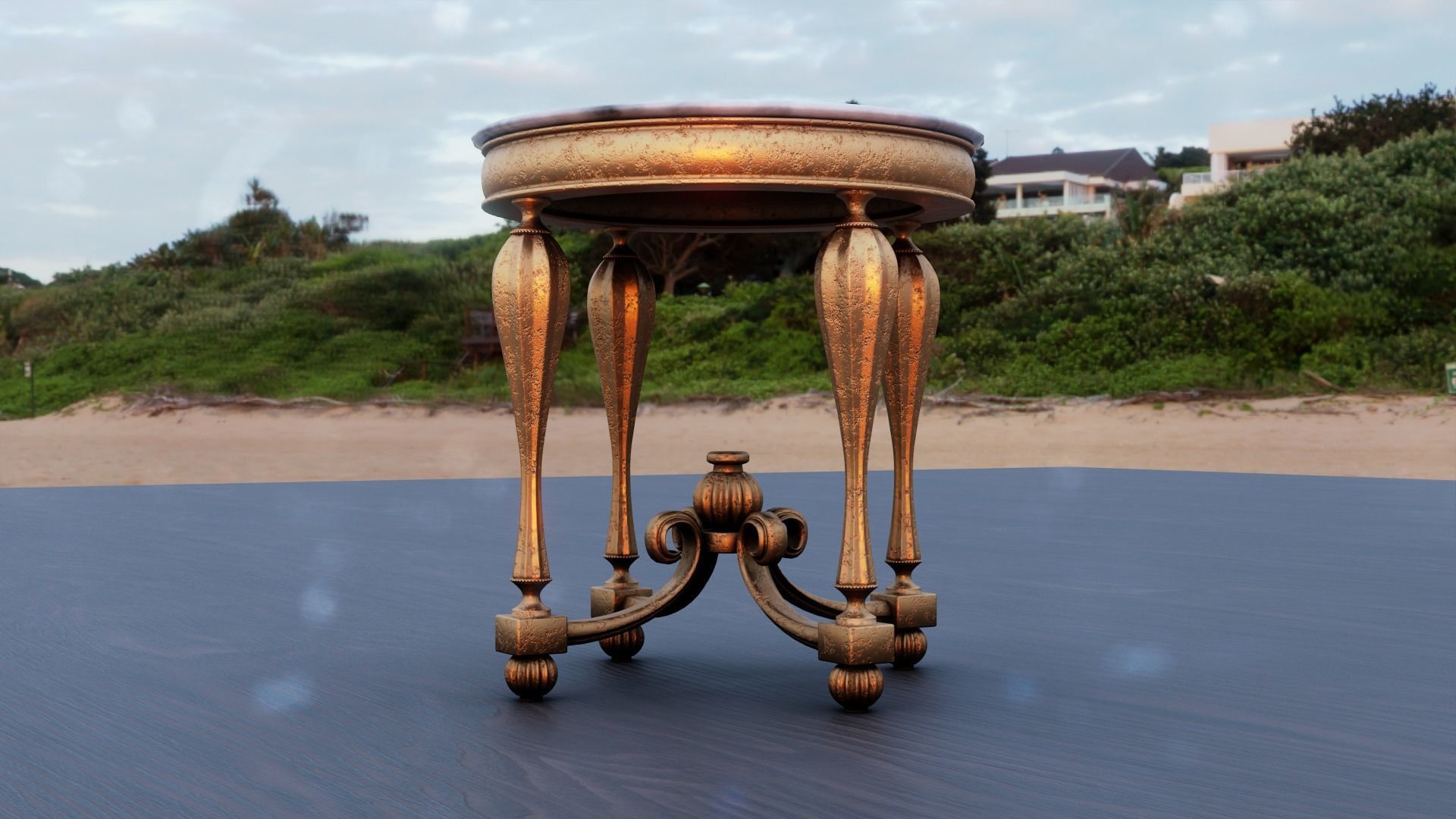Baroque Table or nightstand Low-poly 3D model_12