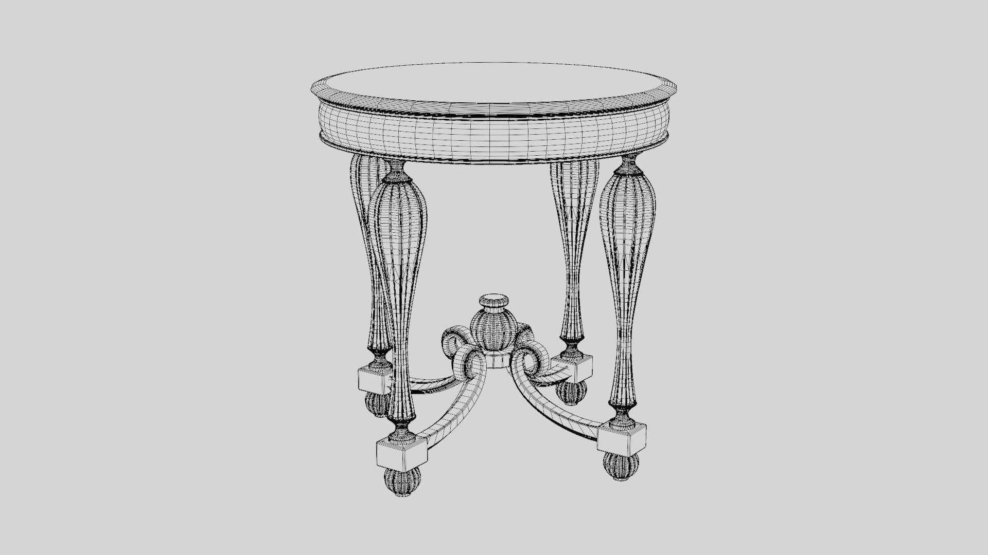 Baroque Table or nightstand Low-poly 3D model_43