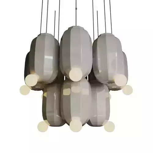 Peyote Set light fixture with balls hanging from it