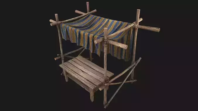 Market Stalls Blue Tent  Low-poly 3D model