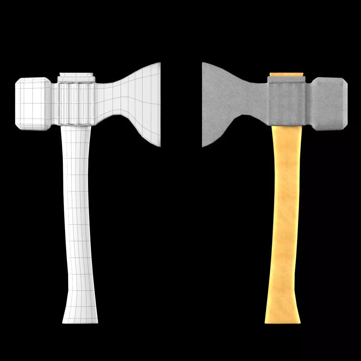 low poly axe hammer and Free low-poly 3D model