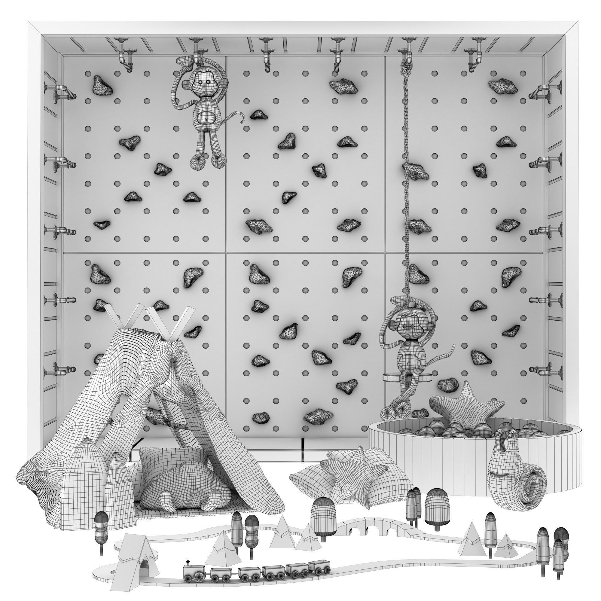 toys and furniture set Low-poly 3D model_5