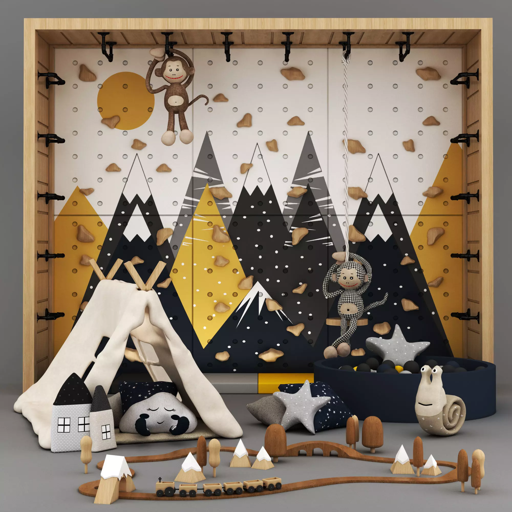 toys and furniture set Low-poly 3D model_0