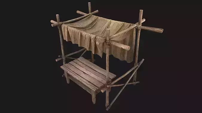 Market Stalls Tent Brown Low-poly 3D model