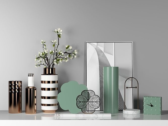 ornament-01 living room with vases 3D model