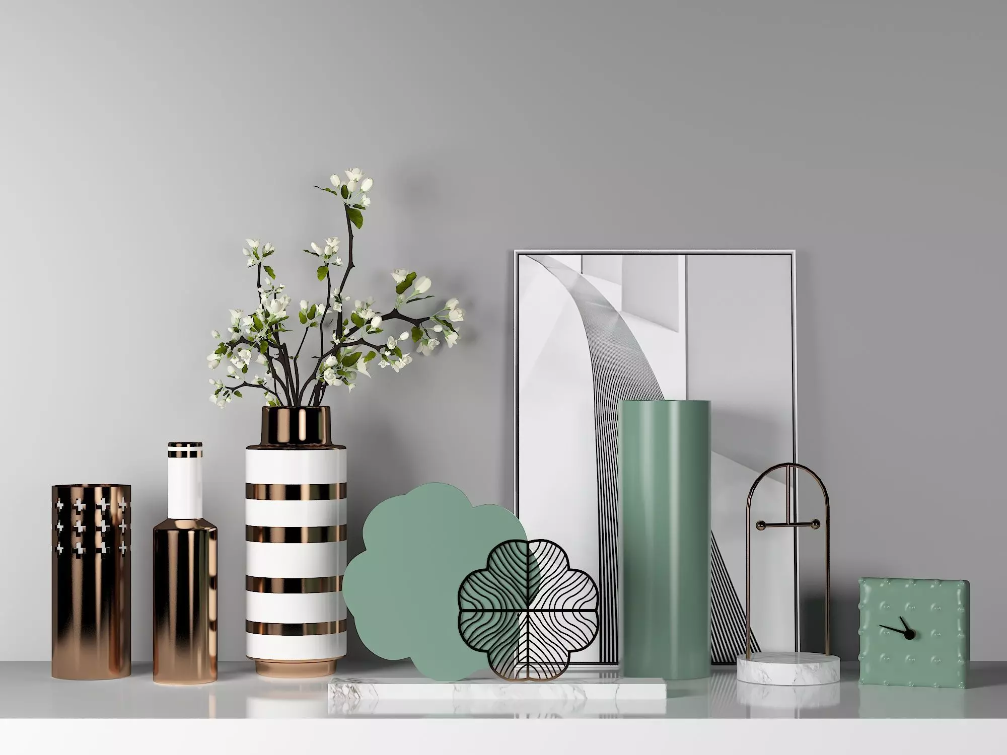 ornament-01 living room with vases 3D model_0