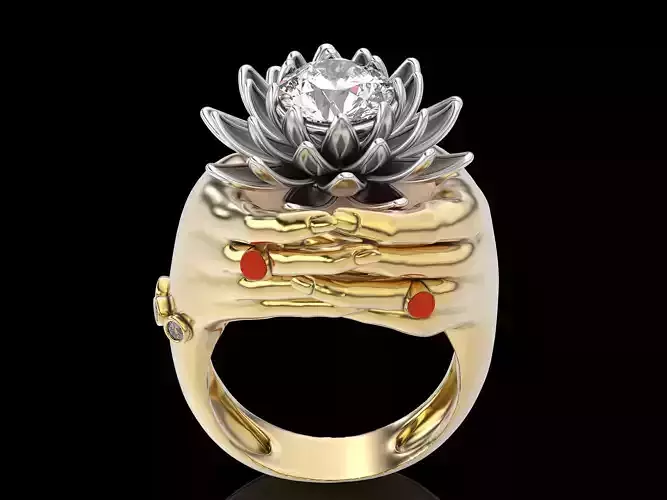 Flower hands ring silver  gold jewelry printable 3D model