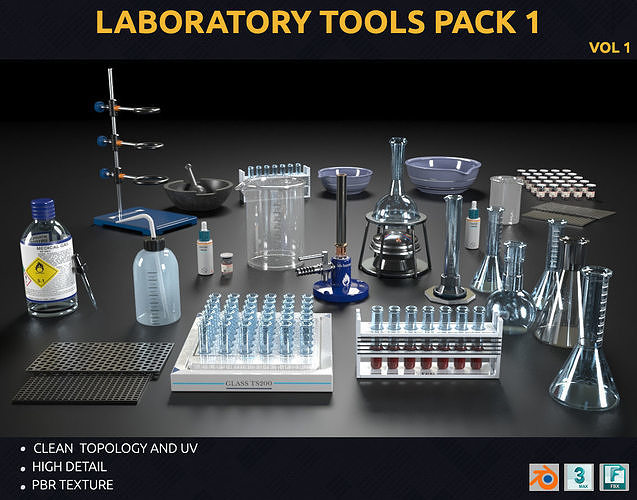 laboratory tools pack 1 Low-poly 3D model