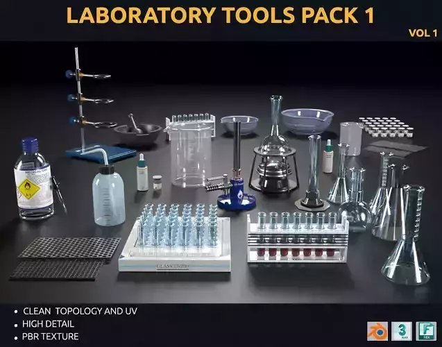 laboratory tools pack 1 Low-poly 3D model