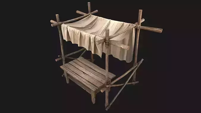 Market Stall Cotton  Low-poly 3D model
