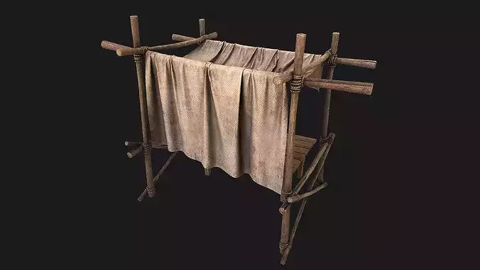 Medieval Market Merchant Stall Cotton  Low-poly 3D model 3