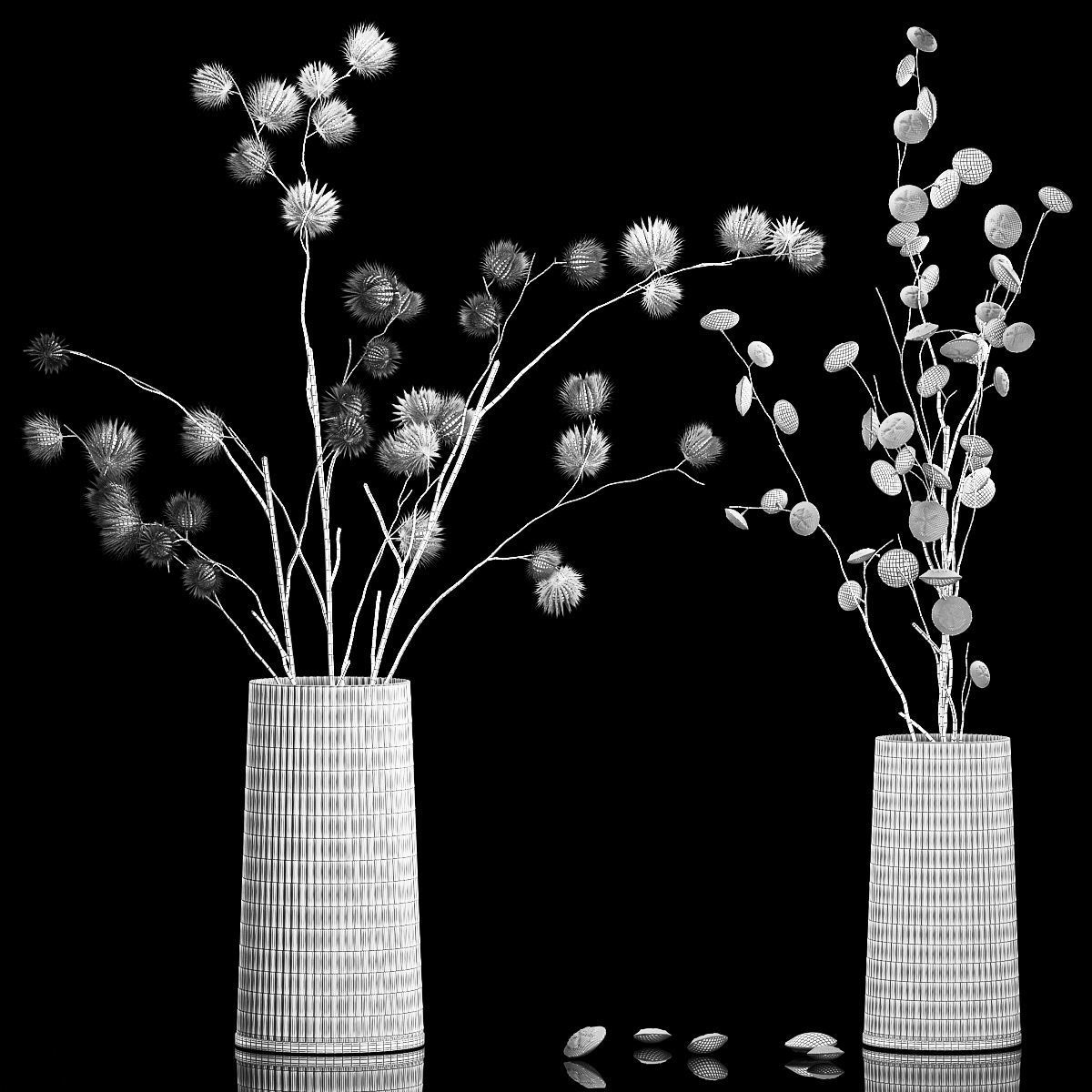 Bouquet of dried flowers from thorn and eucalyptus branches 3D model_5