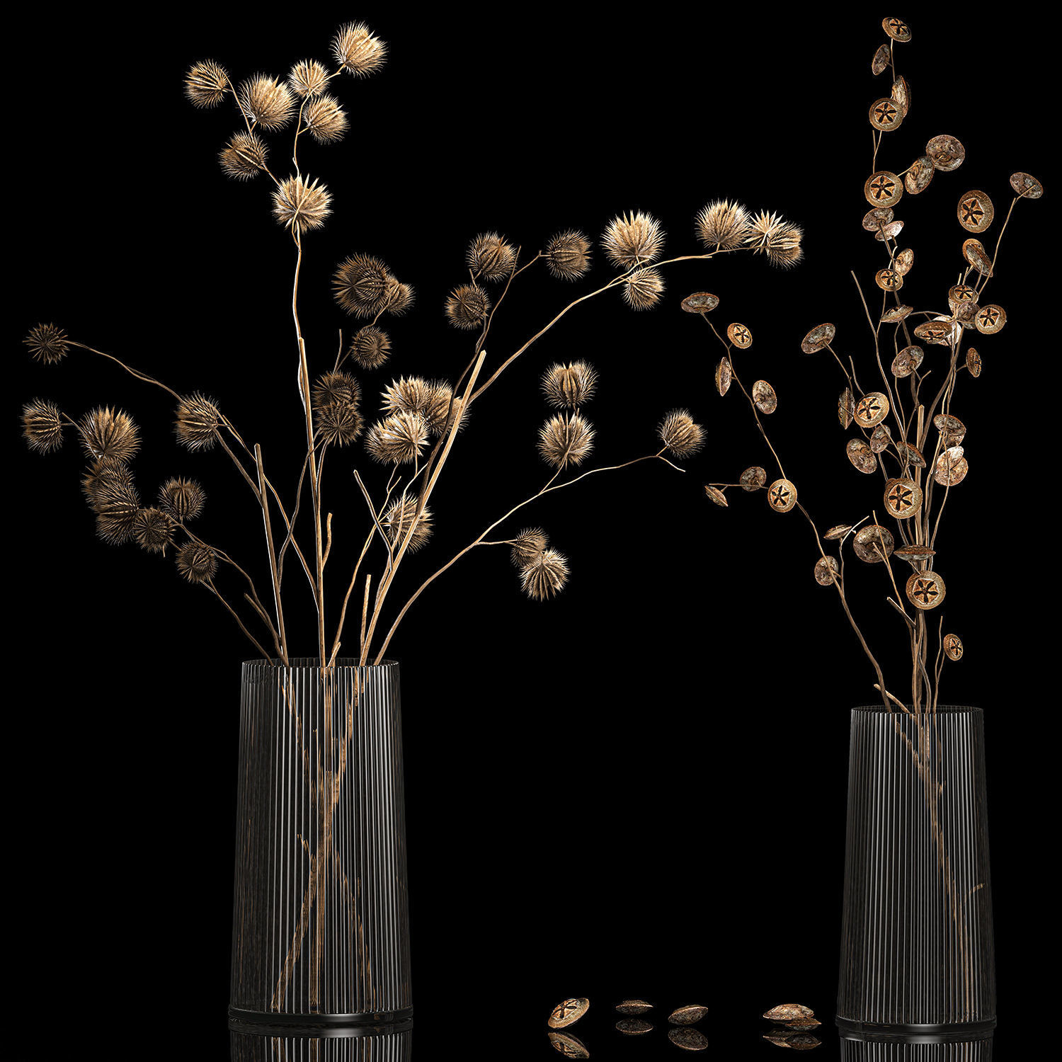 Bouquet of dried flowers from thorn and eucalyptus branches 3D model_6