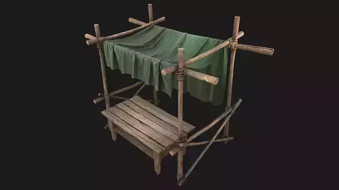 Market Stalls Military Tent Low-poly 3D model