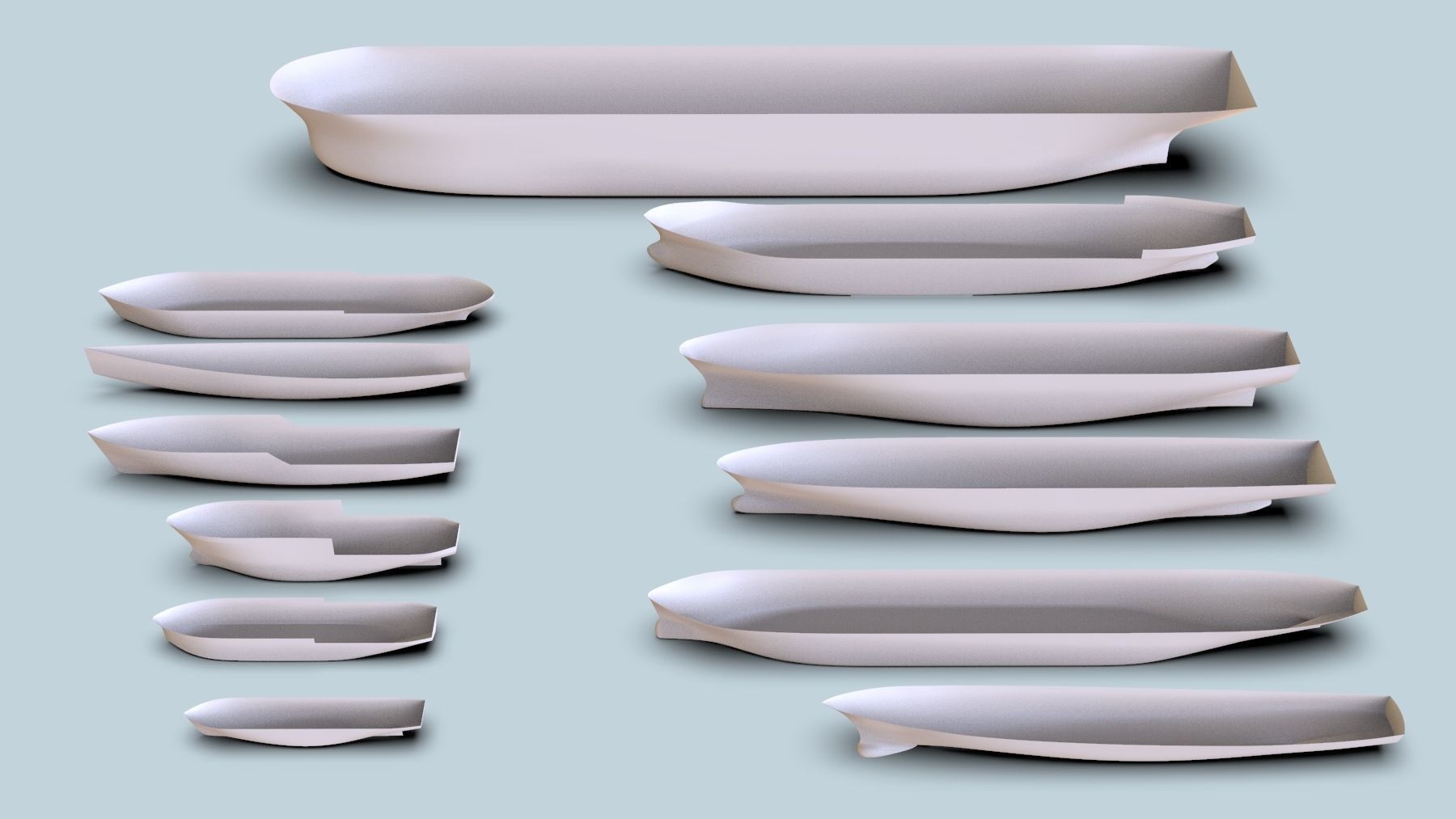 Hulls collection group of boats 3D model_6