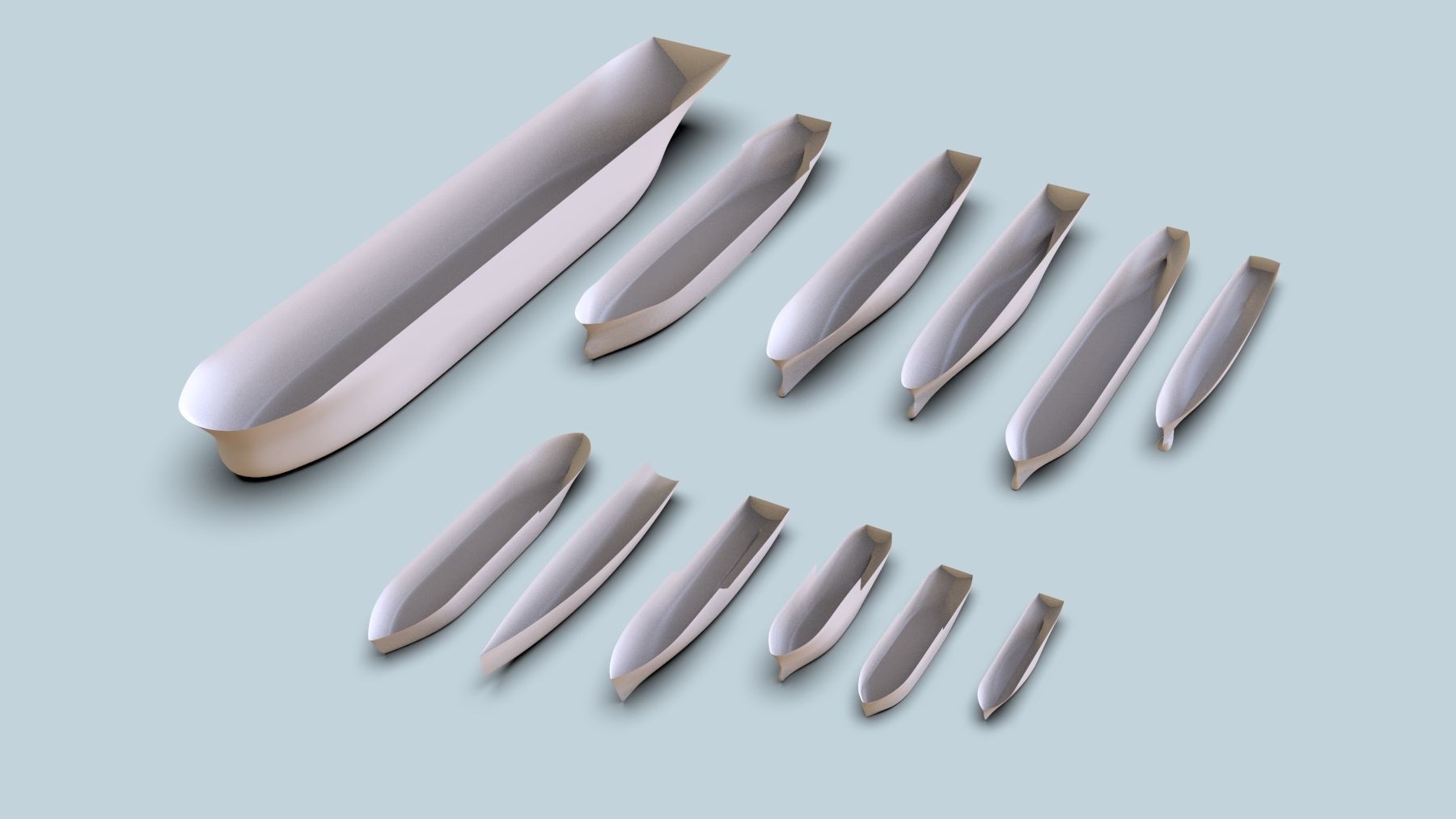 Hulls collection group of boats 3D model_5