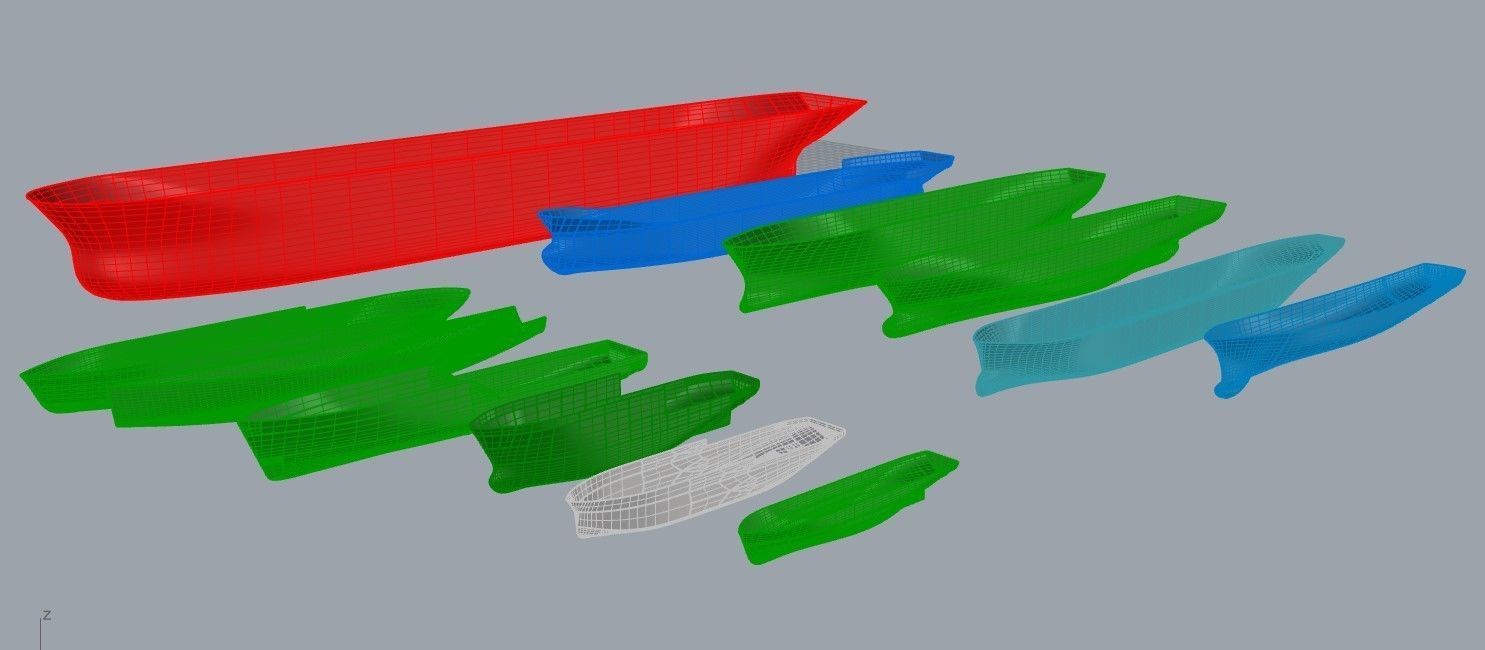 Hulls collection group of boats 3D model_8