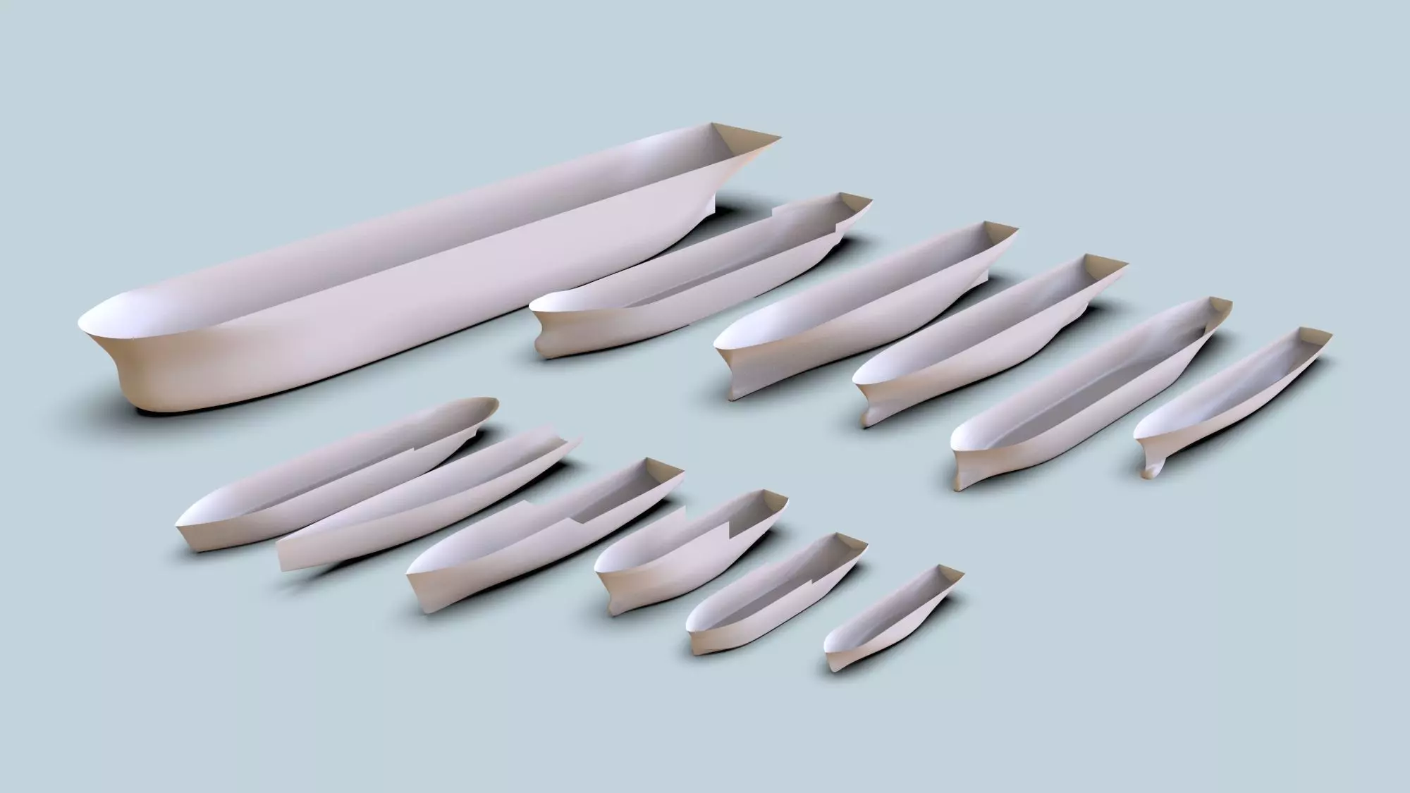 Hulls collection group of boats 3D model_0