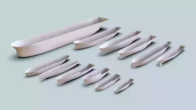 Hulls collection group of boats 3D model