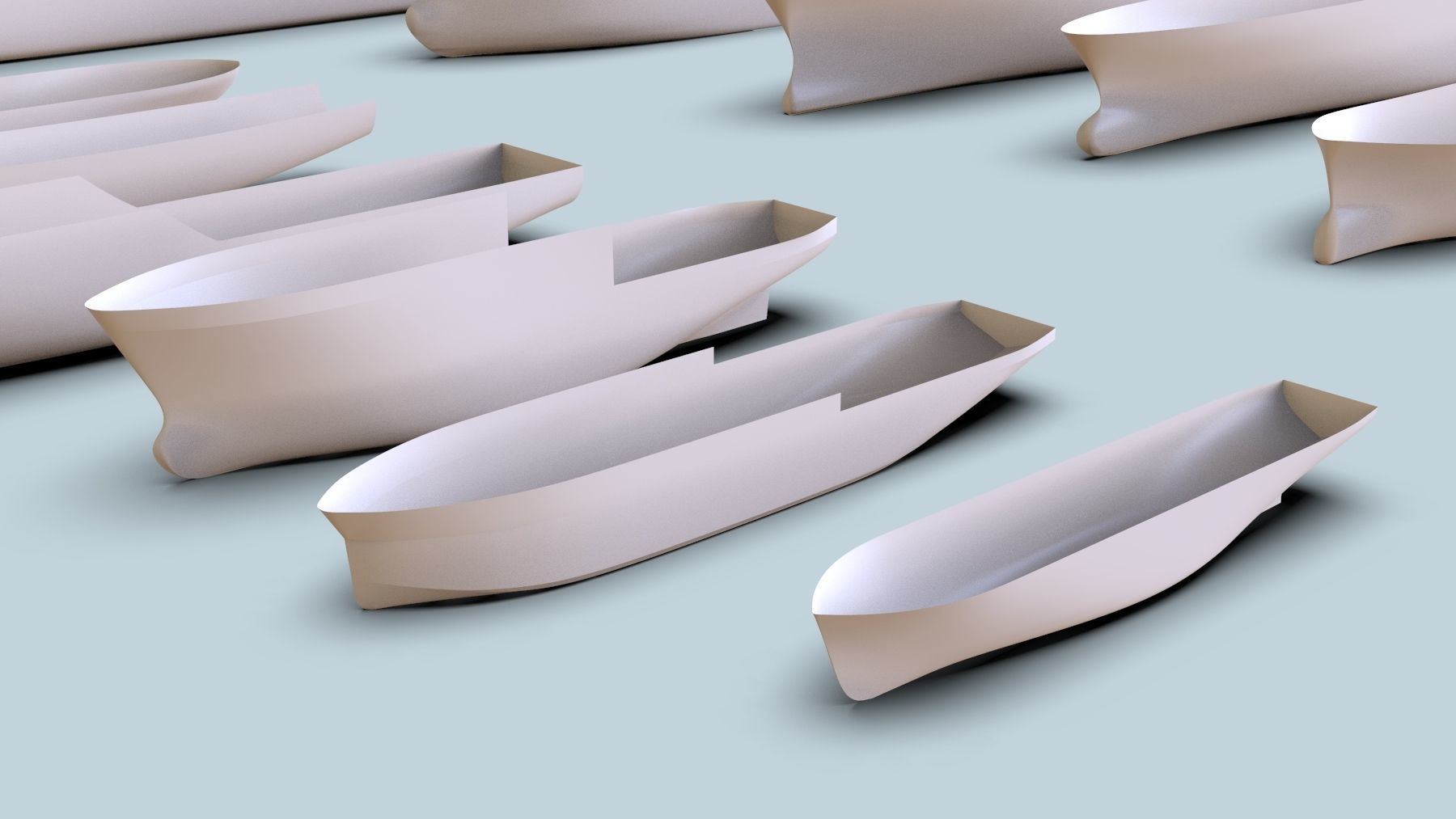 Hulls collection group of boats 3D model_1
