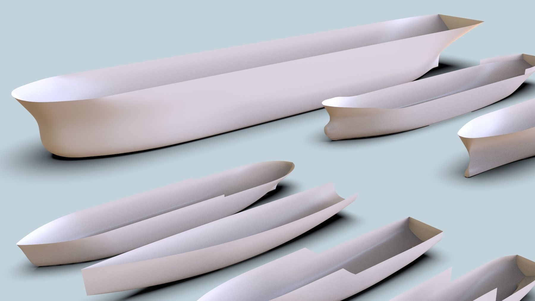 Hulls collection group of boats 3D model_4