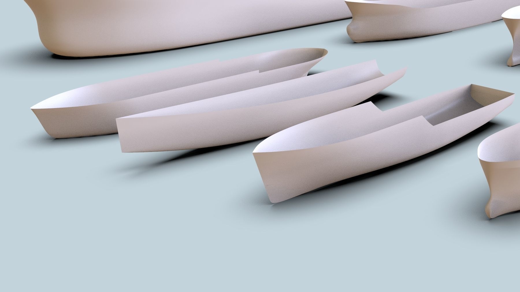 Hulls collection group of boats 3D model_2