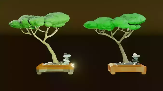Bonsai Cartoon Stylised Tree textured sculpted 3D model