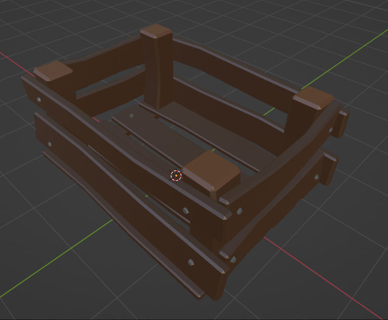 Simple tools with old wooden box with a couple of stones Low-poly 3D model_2