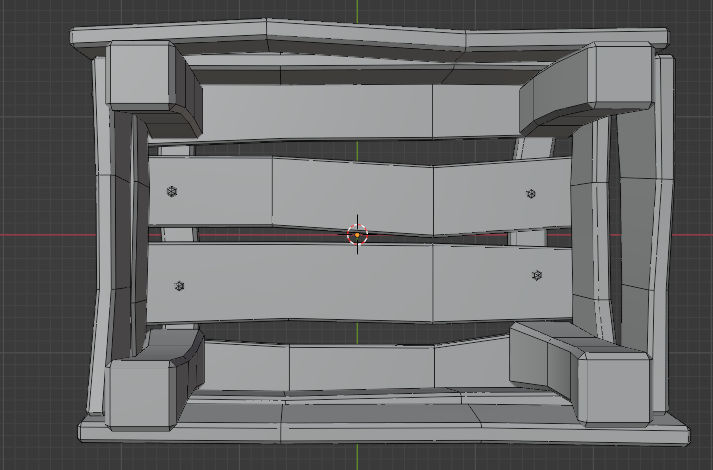 Simple tools with old wooden box with a couple of stones Low-poly 3D model_6