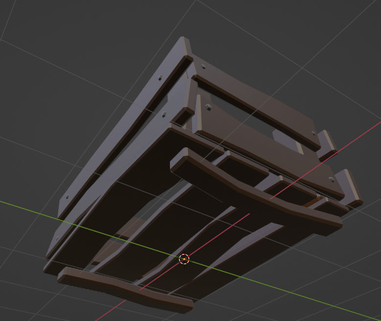 Simple tools with old wooden box with a couple of stones Low-poly 3D model_4