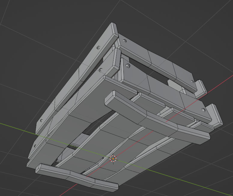 Simple tools with old wooden box with a couple of stones Low-poly 3D model_5