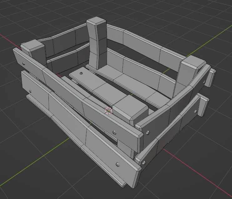 Simple tools with old wooden box with a couple of stones Low-poly 3D model_3