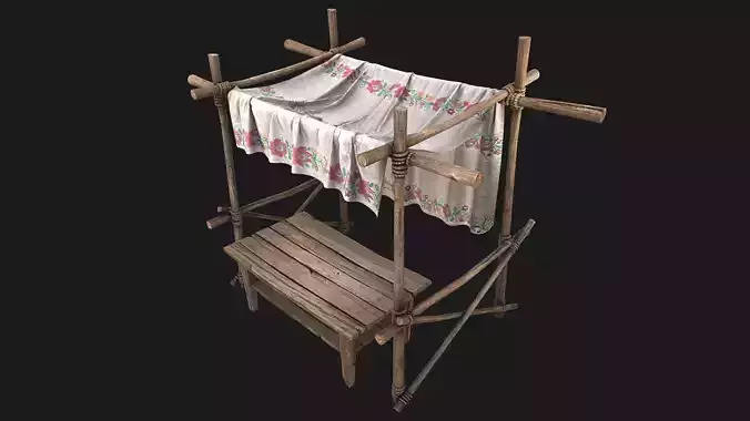 Market Stalls Ornament Tent  Low-poly 3D model
