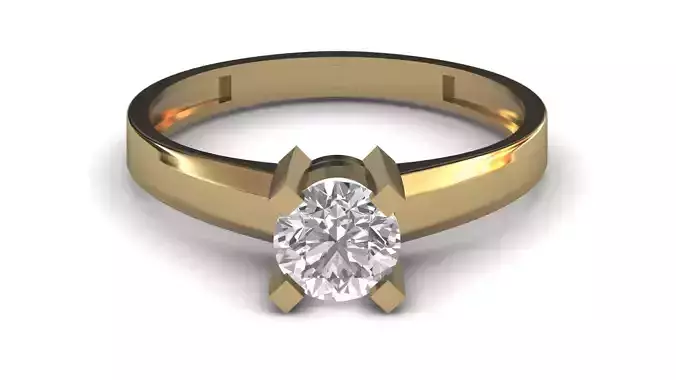 Single Stone Diamond Engagement Wedding Ring STL 3DM 94