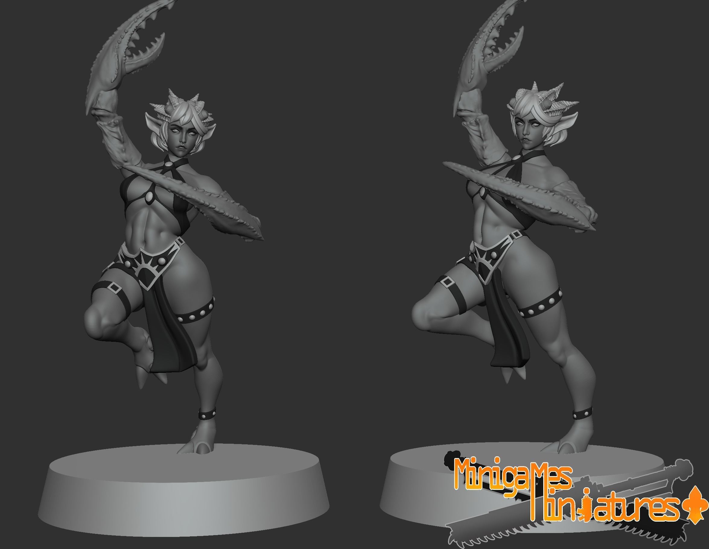 Demonesses anime figurines 3D print model_3