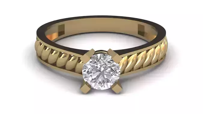 Single Stone Diamond Engagement Wedding Ring 3DM STL 81