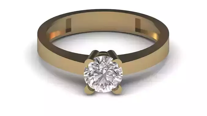 Single Stone Diamond Engagement Wedding Ring 3DM STL 80