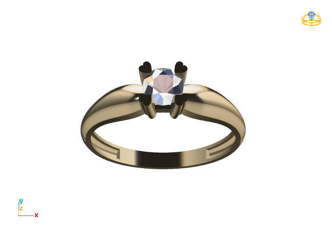 Single Stone Diamond Engagement Wedding Ring 3DM 74 3D print model_4