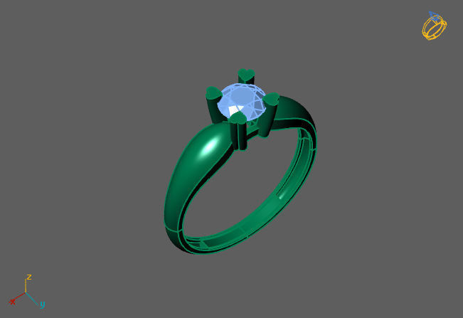 Single Stone Diamond Engagement Wedding Ring 3DM 74 3D print model_2