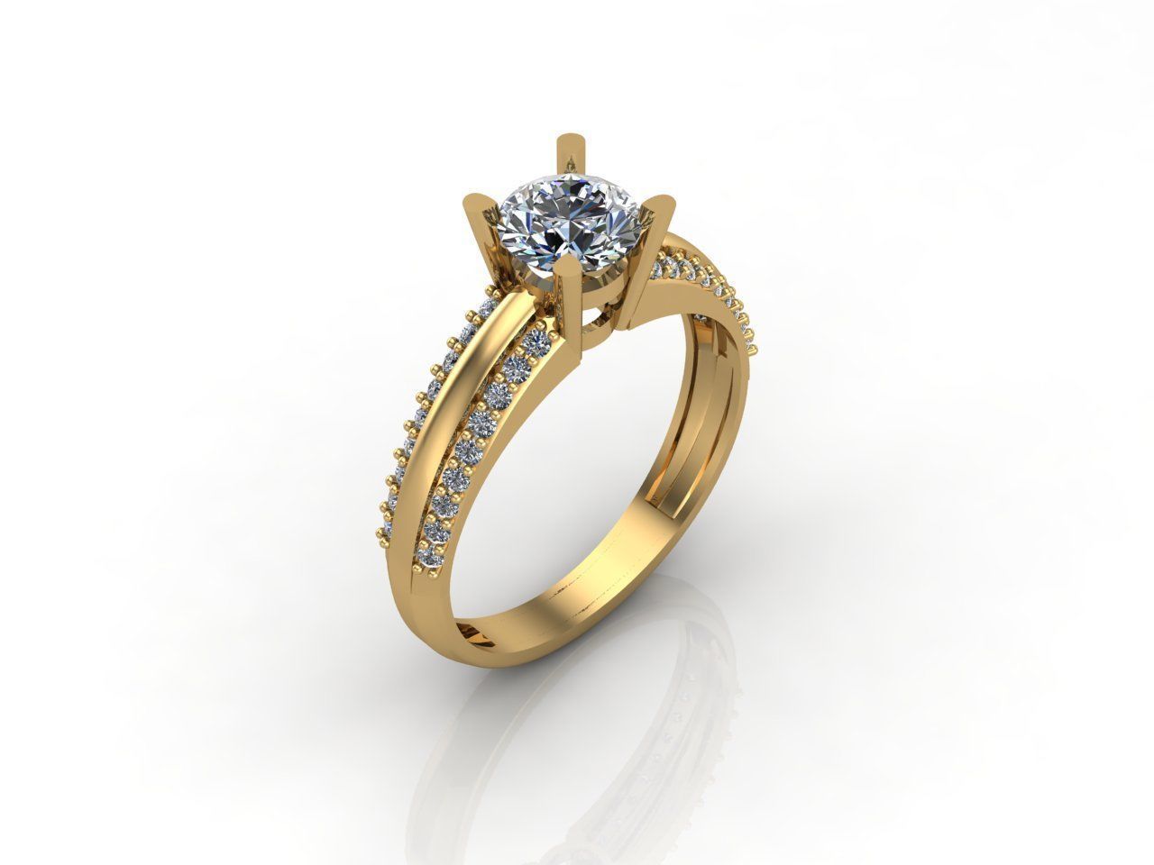 Single Stone Diamond Engagement Wedding Ring 3DM 65 3D print model_3