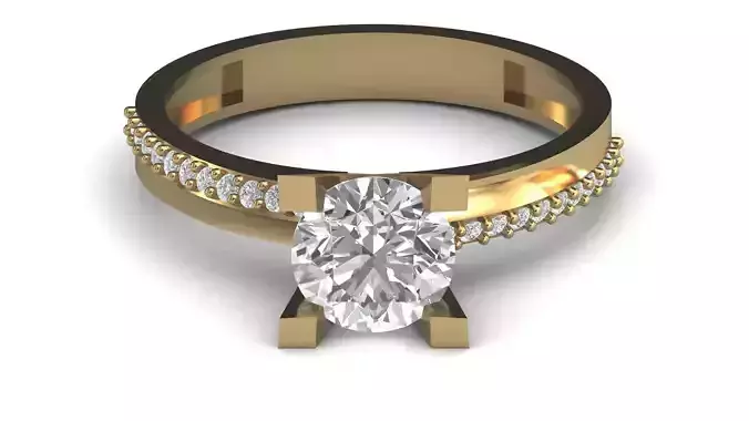 Single Stone Diamond Engagement Wedding Ring 3DM STL 62